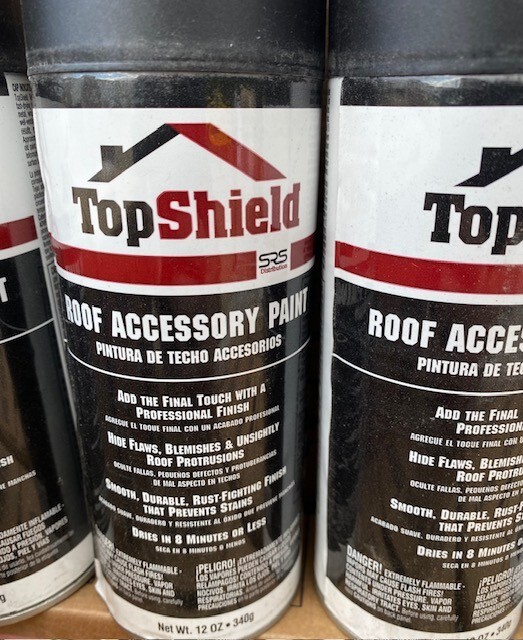 (6 PACK) Topshield Roof Accessory Paint- Charcoal. 12oz Spray