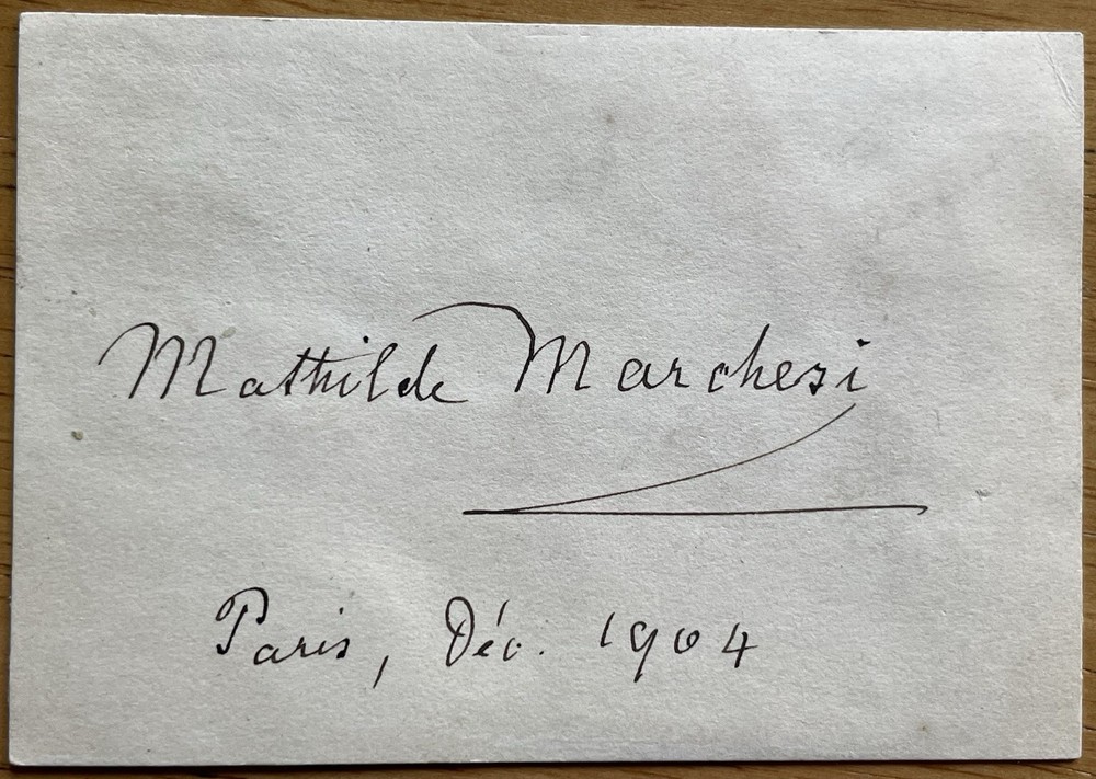 German Mezzo-Soprano Mathilde Marchesi Autograph