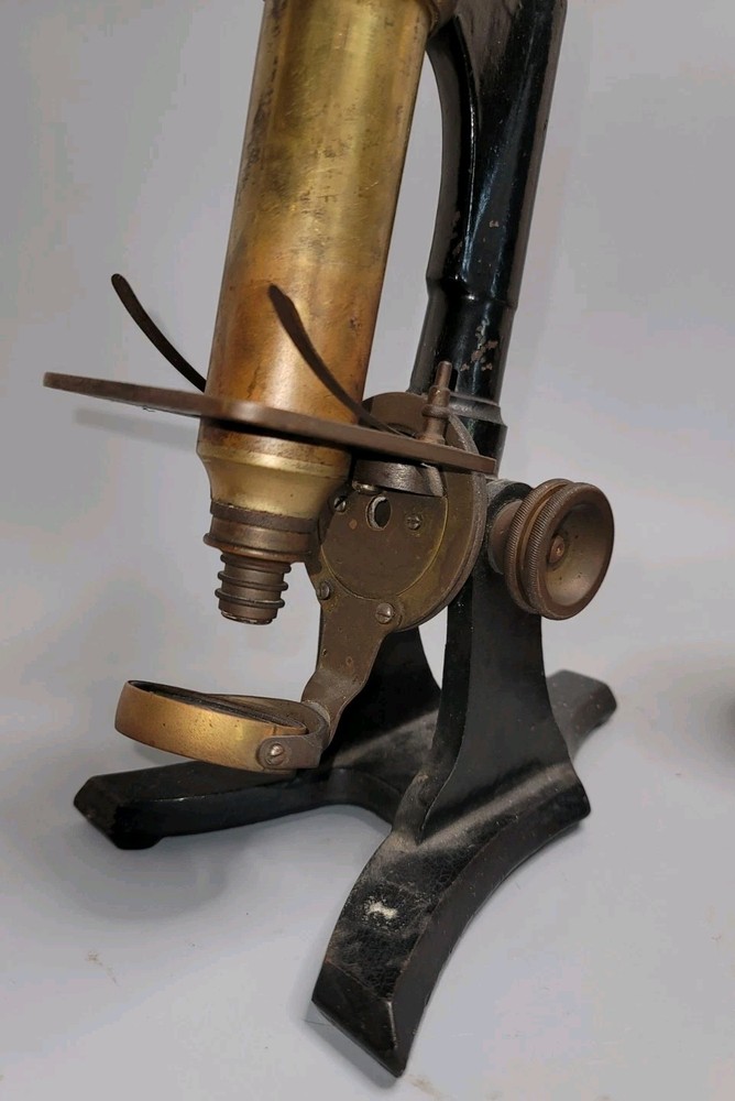 Antique Brass & Cast Iron Microscope Really Well Made Brass Microscope | 1800s