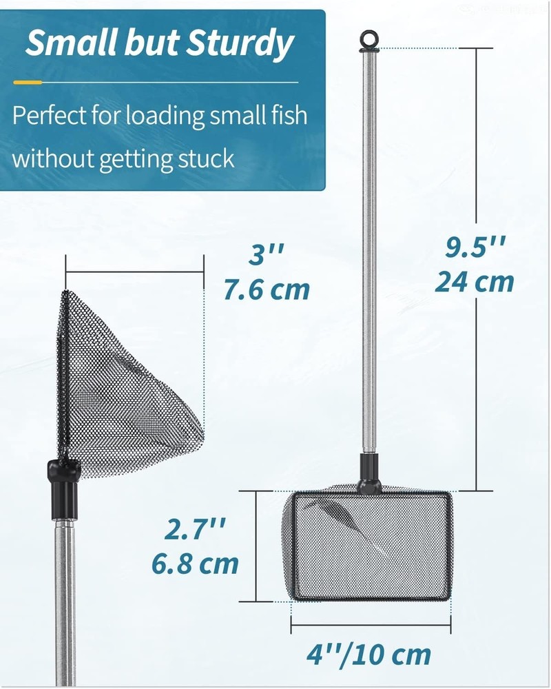 Compact 4 Inch Fish Net with Rust-Resistant Handle - Ideal for Aquariums