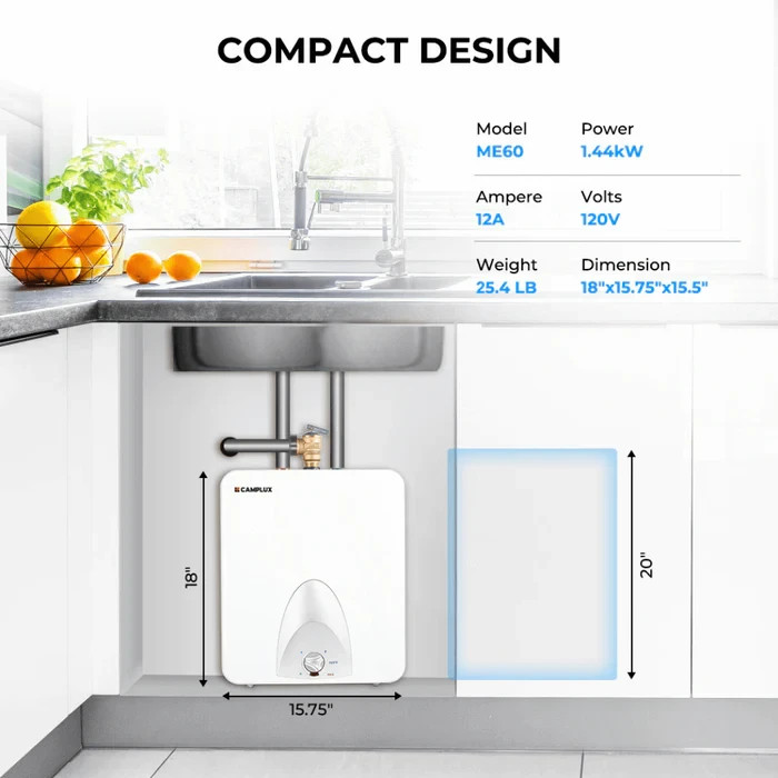 CAMPLUX 6 Gal. Plug In Water Heater Electric EUC READ