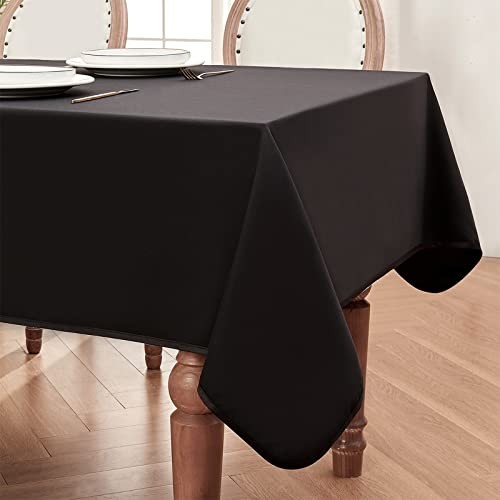 Rectangle 118" x 57" (Rectangular) Black-reversible-satin & Peach Skin