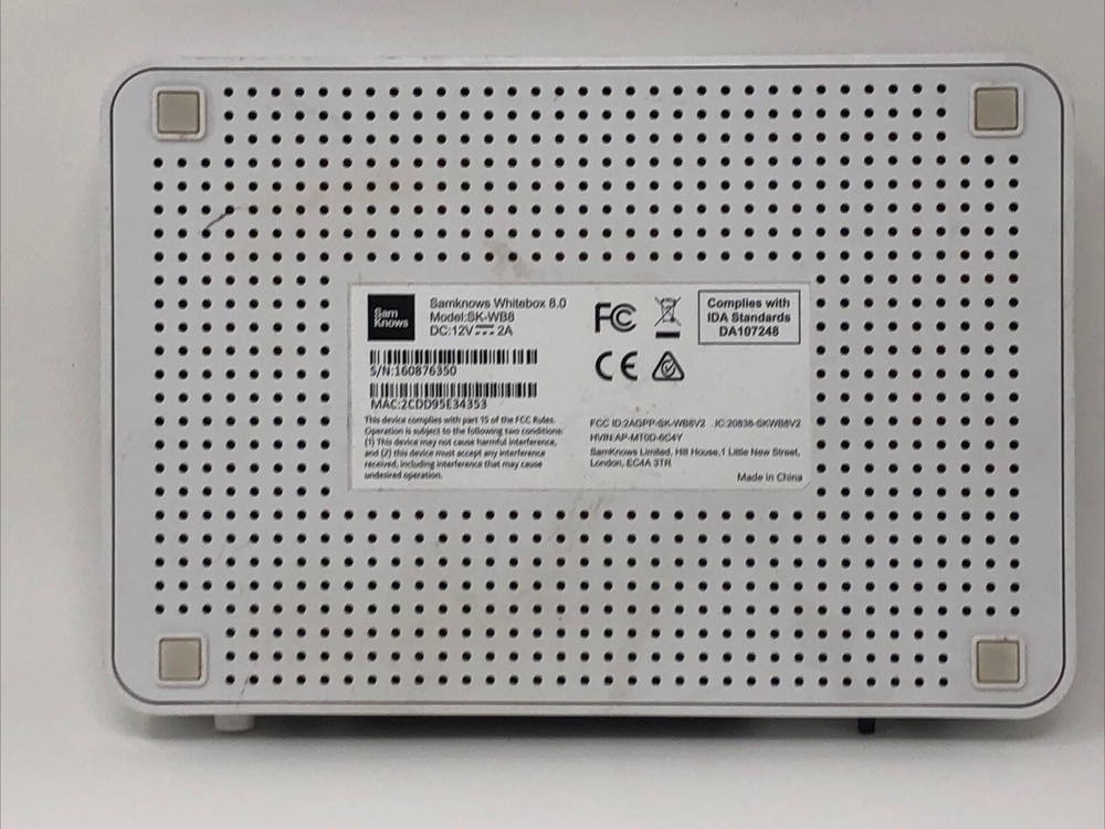 Sam Knows Whitebox 8.0 Wifi Router 12V Model with No Cords
