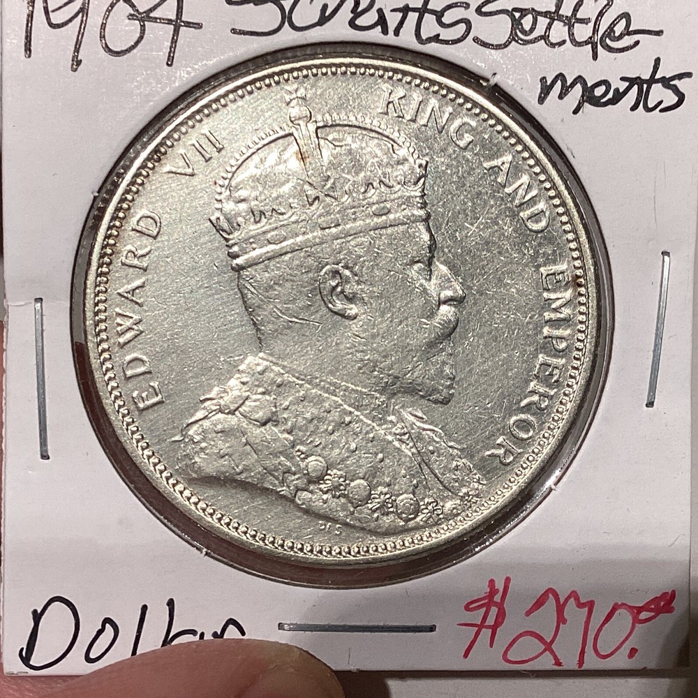 C23 British Straits Settlements 1904 Dollar AU Cleaned