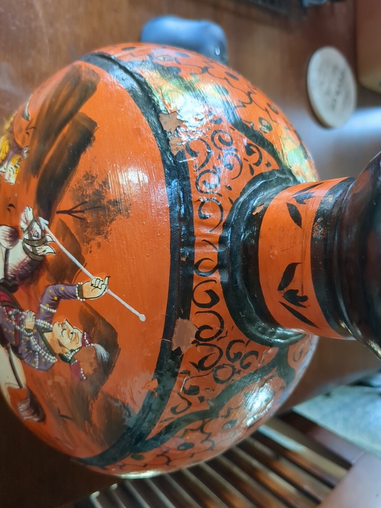 Vintage Hand-painted Hand Hammered Vase Jug