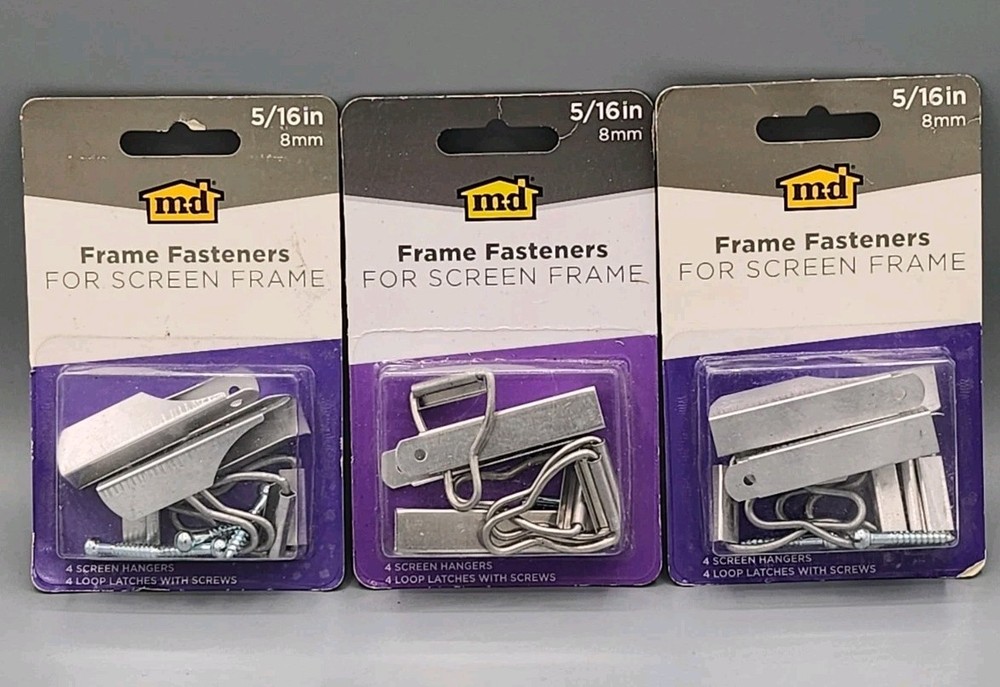 NEW 3 PACK M-D Frame Fasteners for Screen Frames Doors Hardware Size 5/16" 8mm