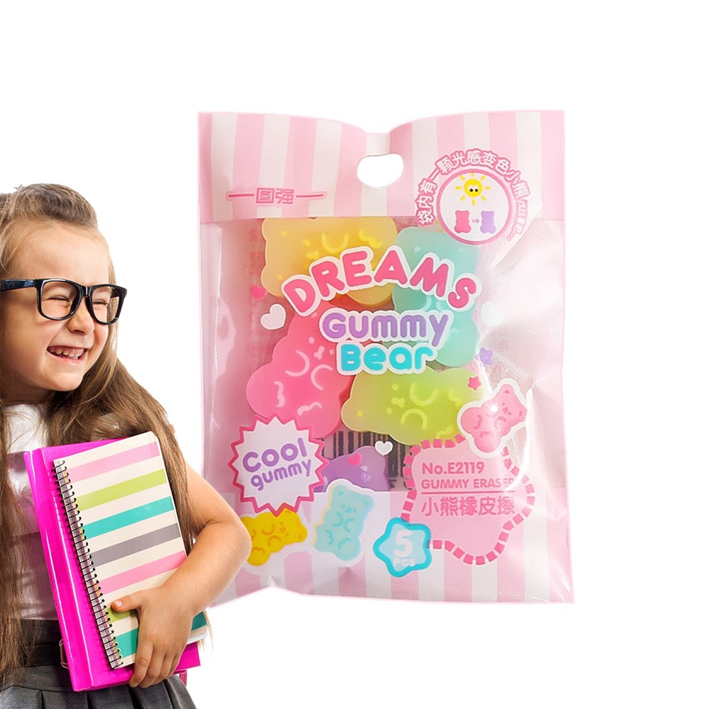 Erasers Animals 5Pcs Cute Bear Rubber Pencil Eraser Interactive Eraser advantage