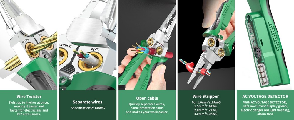 8In1 Wire Stripper Twister for Cutting and Pulling Wires Cable Scissors Voltage
