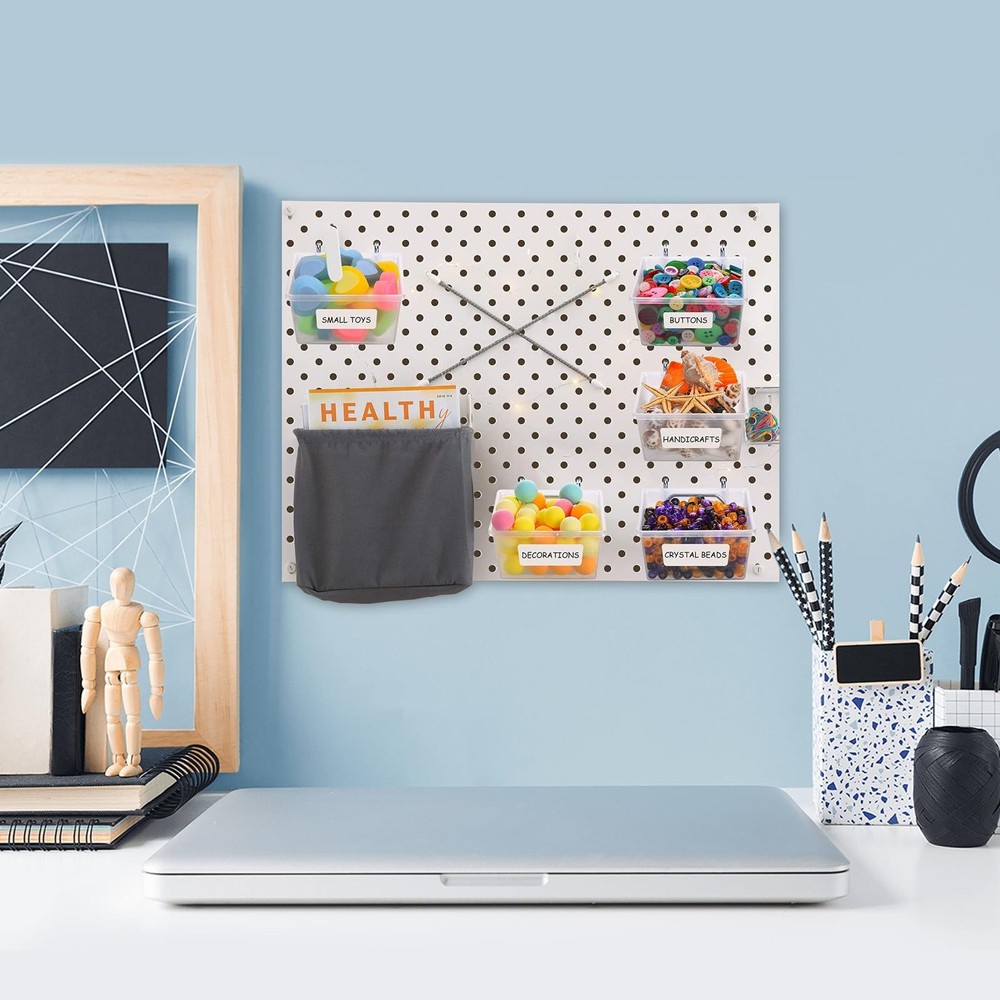 20 PCS Pegboard Cups Pegboard Bins Set Pegboard Wall Organizer with Hooks and...