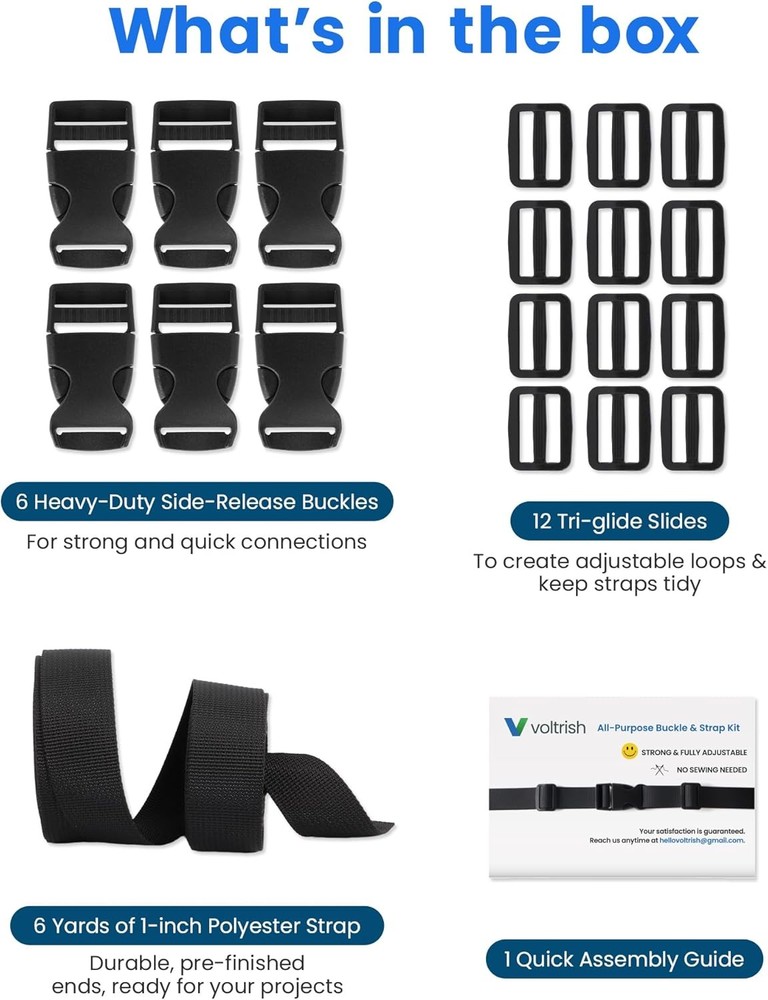 Buckle & Strap Kit - 6 Yards 1 Inch Wide Polyester Webbing Stronger Than...