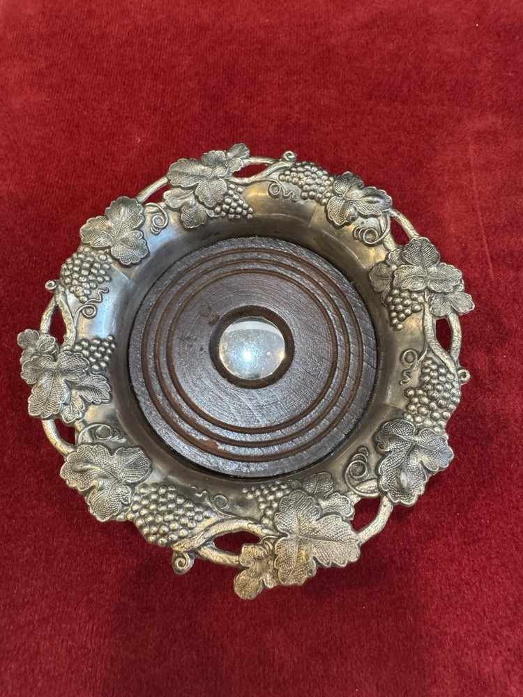 VTG Silver Wine Bottle Coaster Hallmarked Regency Design Grapevine Barware 1890