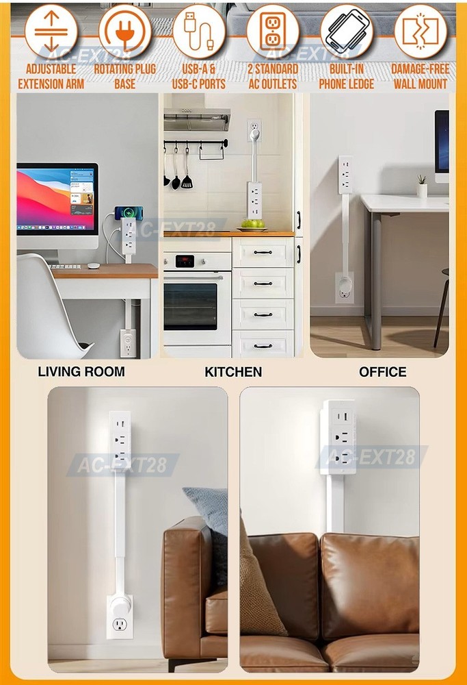 AC Outlet Extender Stick – Electrical Socket Extension For Tight & Hidden Areas