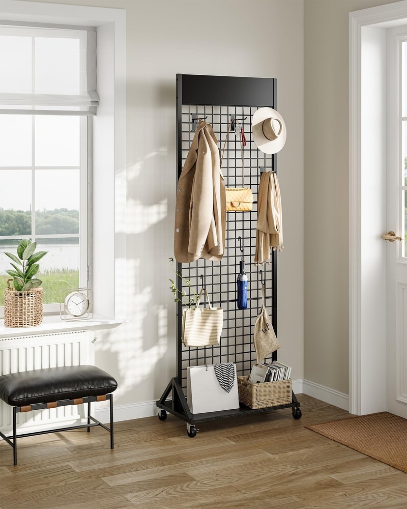 Grid Wall Panel, 2’ x 5.7’ Ft Floor Standing Gridwall Display Rack, Retail Di...