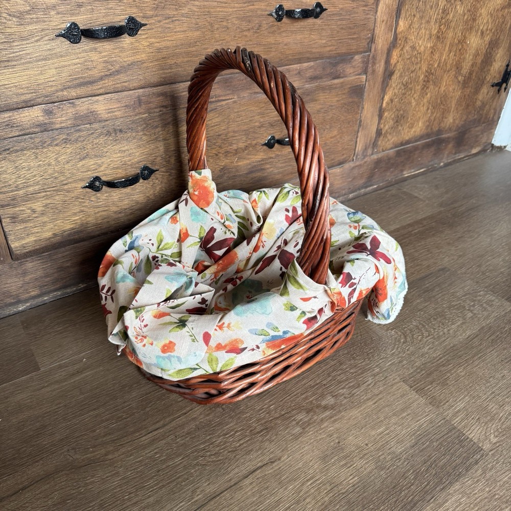Dark Stain Basket with Handle Decor Picnic Easter