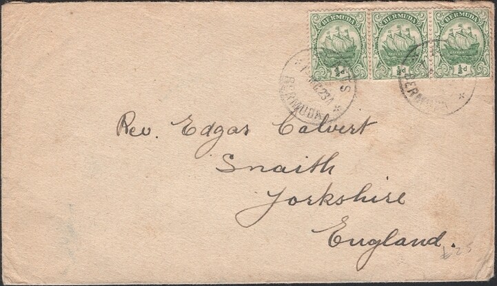 BERMUDA, 1923. Cover 82 (3),  Flatts - Yorkshire, UK