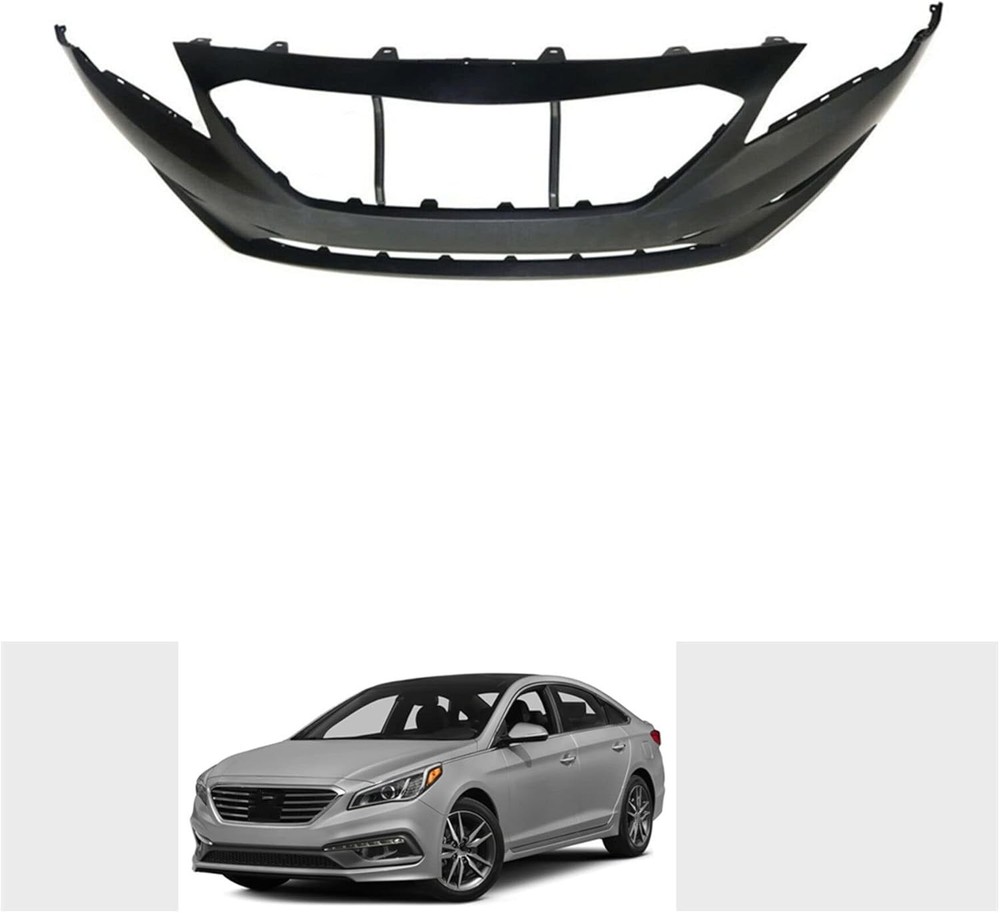 Front Bumper Cover Plastic Primered Replacement for 2015-2017 Sonata 2.4L