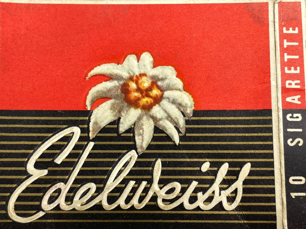 C) VTG Empty Cigarette Pack Thin Cardboard Label Wrapper Box EDELWEISS Italy