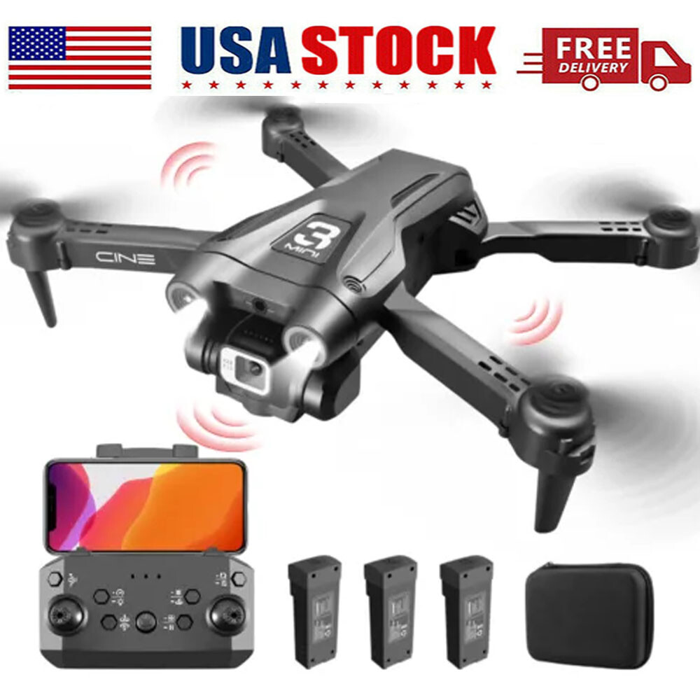 Deerc D96 Drones 4K Dual HD Camera Foldable FPV RC Quadcopter 3 Batteries 36mins