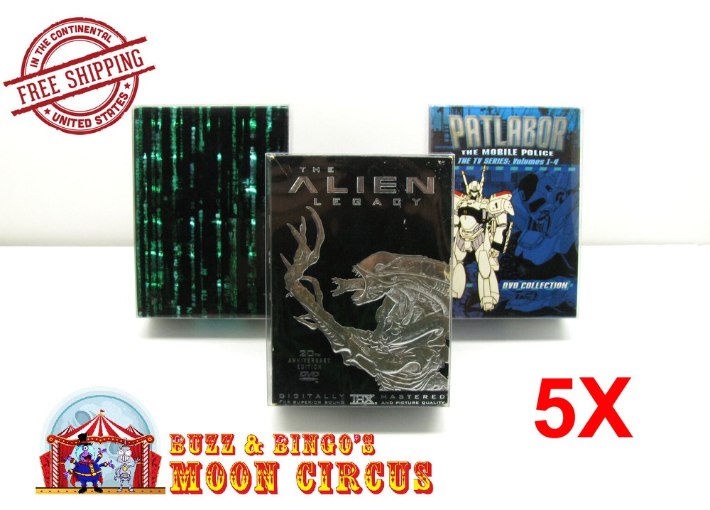 5x DVD OVERSIZED BOX SET (SIZE DVO G) - CLEAR PLASTIC PROTECTIVE BOX PROTECTOR