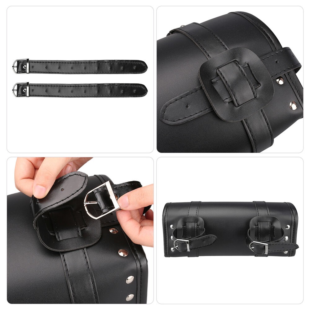 12'' Motorcycle Fork Tool Bag SaddleBag Storage Pouch Luggage Handlebar Leather
