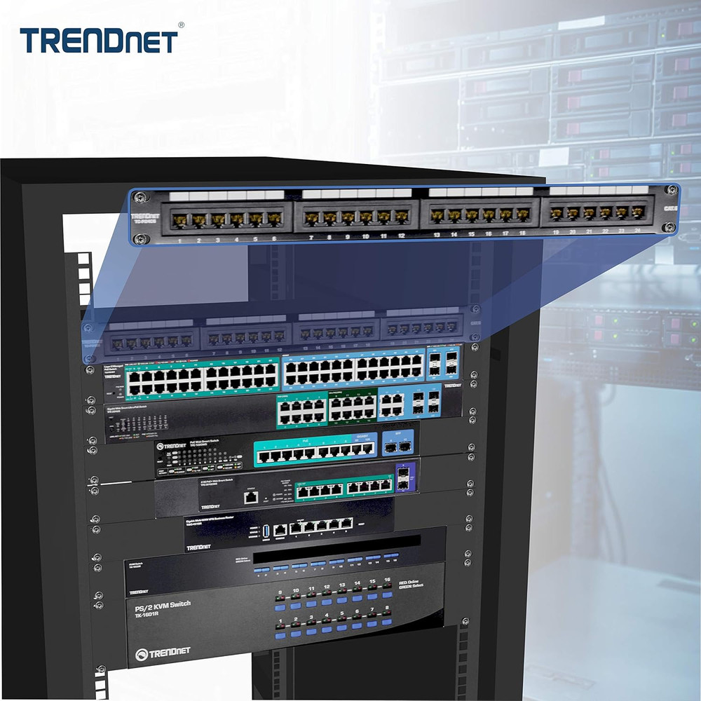 24-Port Cat6 Unshielded Patch Panel, Wallmount or Rackmount, Compatible with Cat