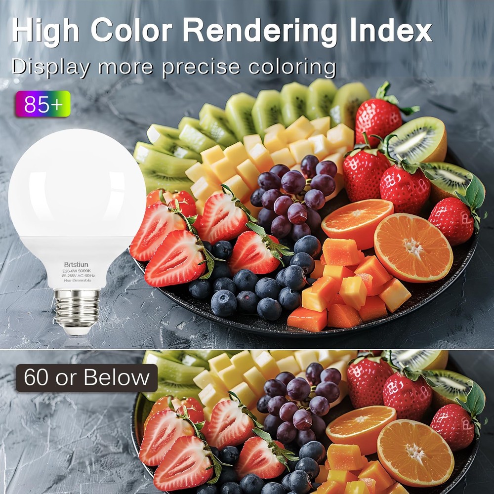 G25 LED Light Bulb, Round Vanity Light Bulbs for Bathroom, 40W LED Equivalent...