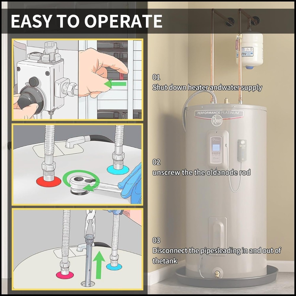 44" Flexible Magnesium Anode Rod, Hot Water Heater Anode Rod Replace