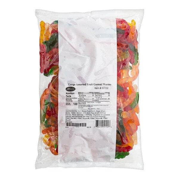 Albanese Large Assorted Fruit Gummi Worms 5 lb.