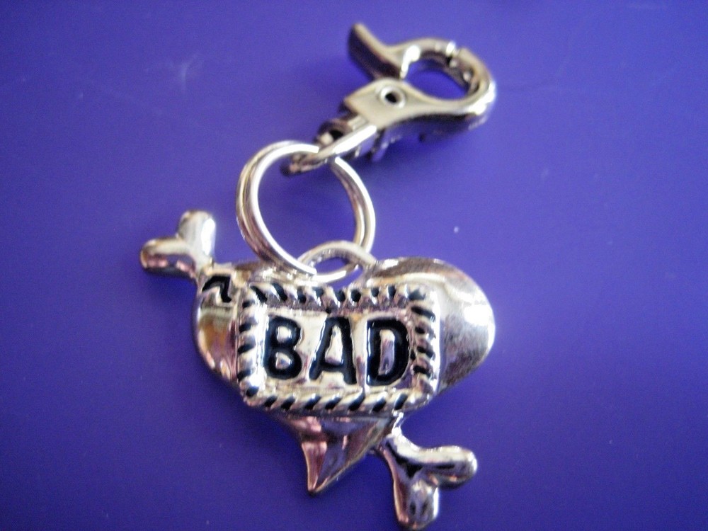 Silver BAD Dog Tag Charm Zipper Pull NEW