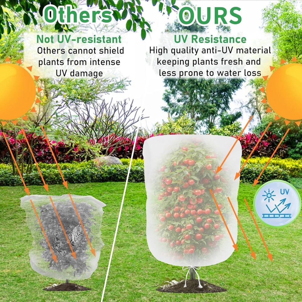 4 Pack Drawstring Plant Protection Netting for Blueberries & Vegetables