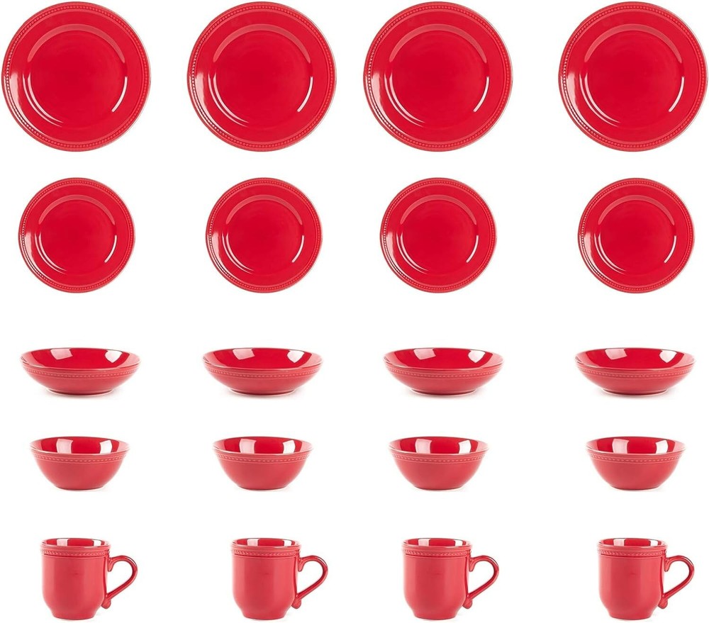 Pearl Dots Stoneware Dinnerware Set 20pcs Set Dishes for food, Dinnerware set