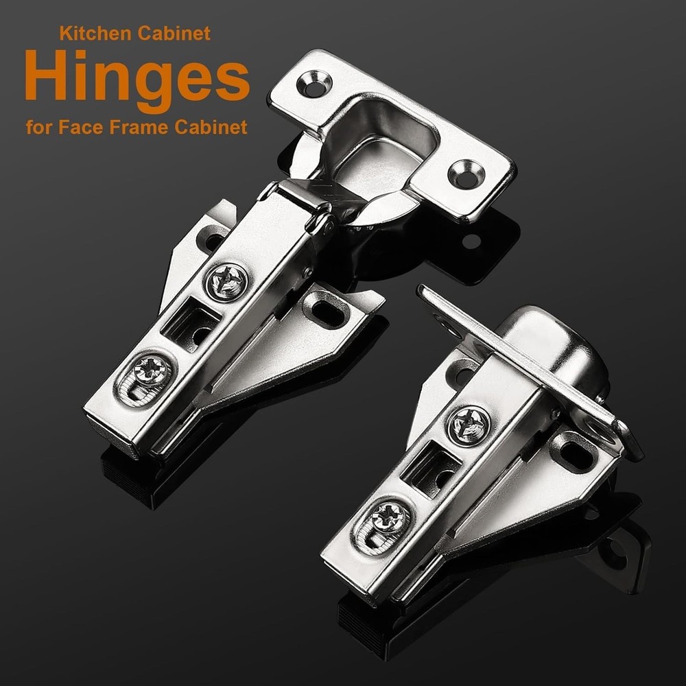 2 Pairs Brushed Satin Nickel Kitchen Cabinet Hinges - Durable Concealed Design