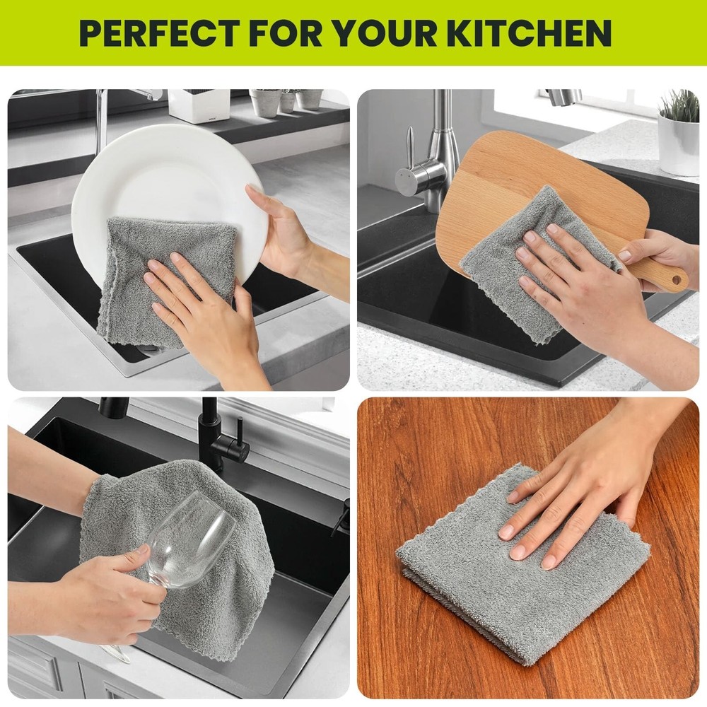 12 Pack Cleaning Cloth,Ultra Soft Absorbent Quick Drying Microfiber Cleaning ...