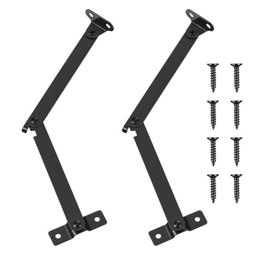 2 PCS Lid Support Hinge, Rotatable Folding Lid Support Hinge Black Hinges for
