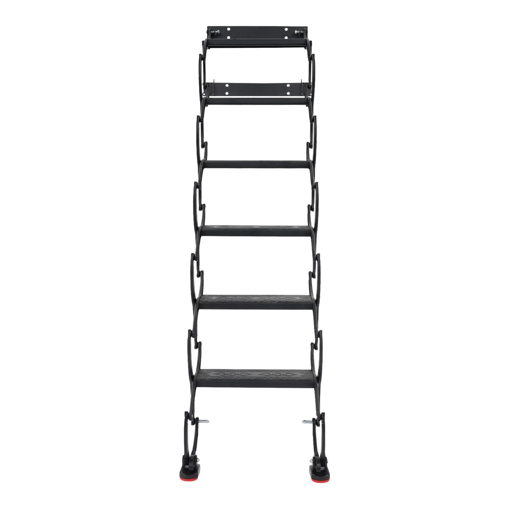 6-Step Wall Mounted Folding Ladder, Black Retractable Telescoping Step Stairs