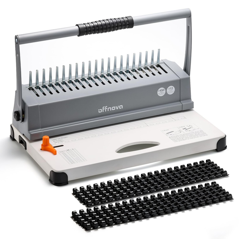 OFFNOVA Binding Machine, 21-Hole 450 Sheets Paper Comb Machine for...