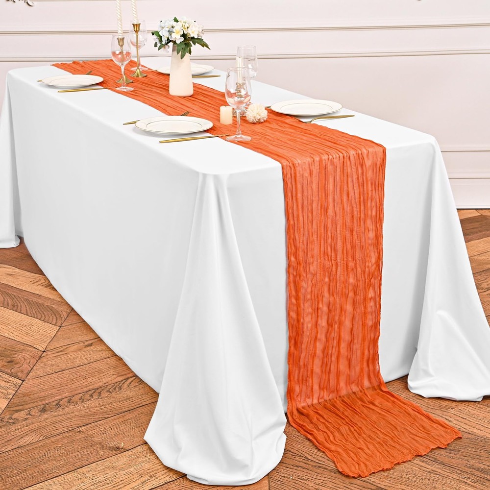 12 Pack Orange Fall Table Runner 10 Ft Cheesecloth Rustic Gauze Sheer Fabric
