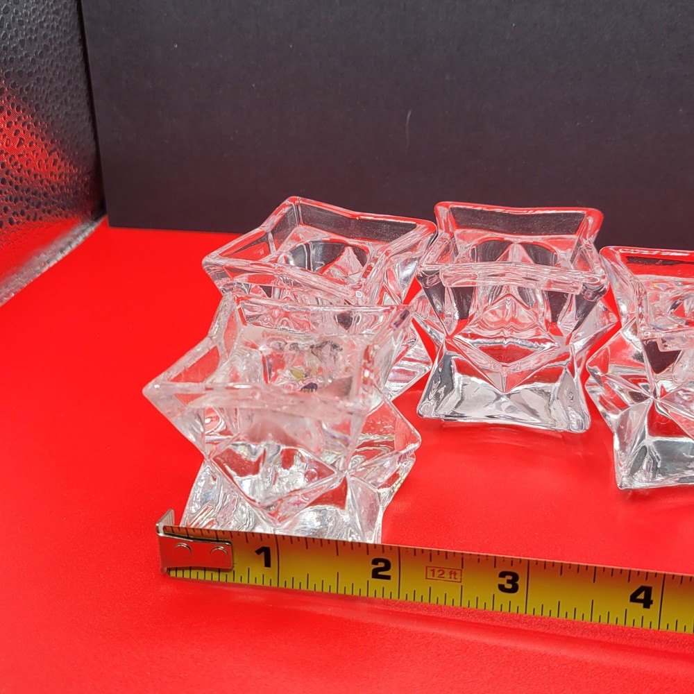 (4) Taper holders ~ DePlomb Crystal ~ 2" X 2" ~ stackable ~ USA