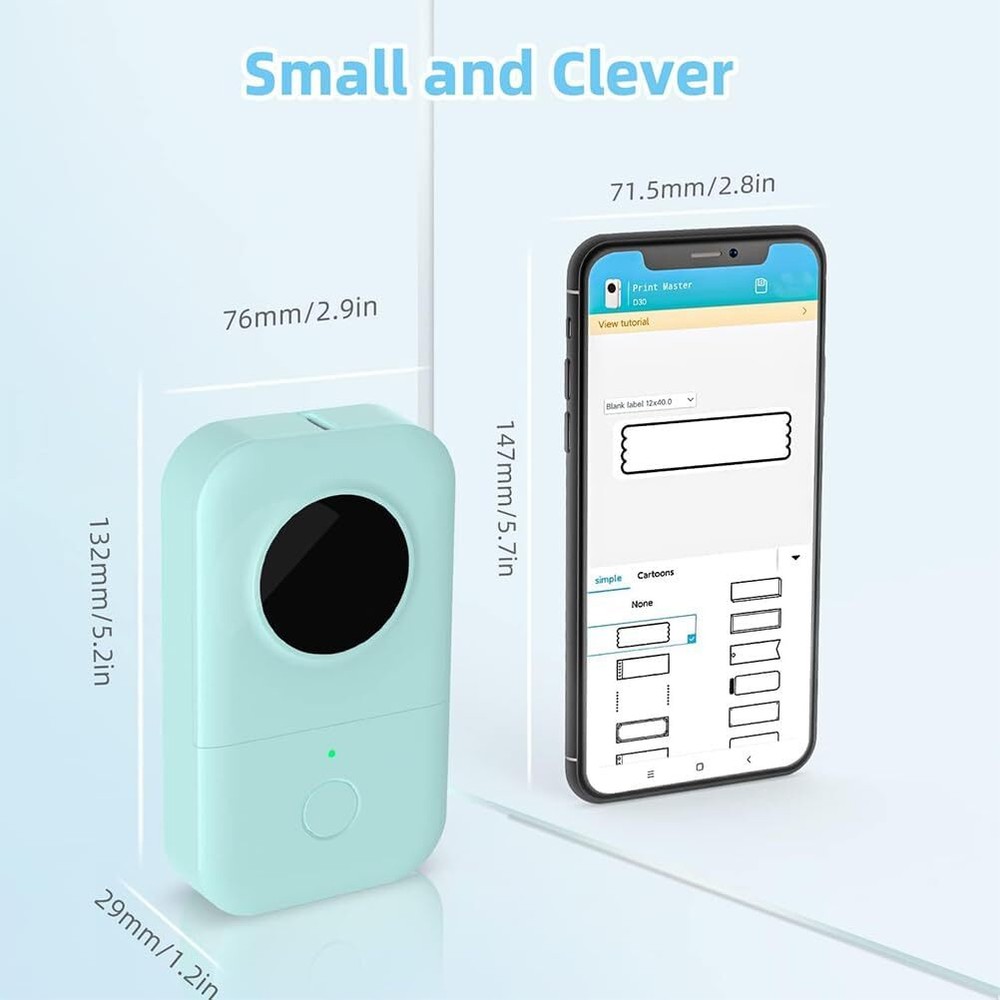 Phomemo D30 Label Maker Machine, Portable Bluetooth Mini Mini, Green