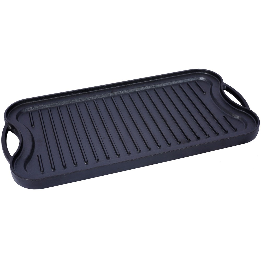 Iron Reversible Rectangular Grill/Griddle Black 20“ x 10” BBQ Flat Stove Top US