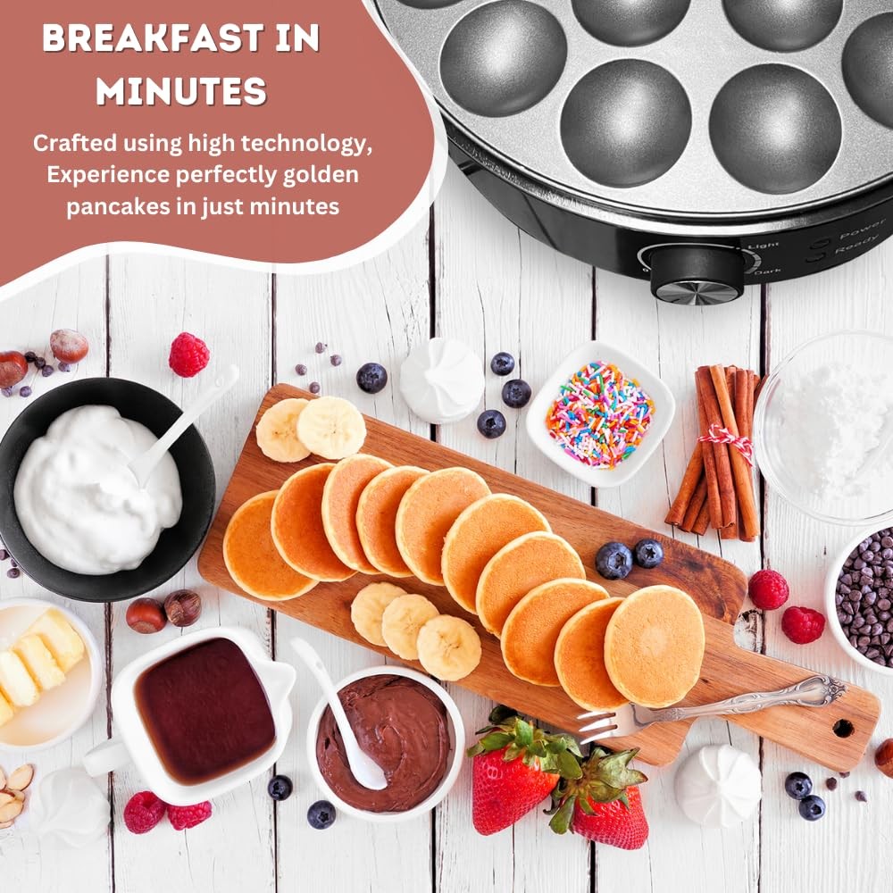 24PCS Mini Pancake Maker Machine, Nonstick Dutch Pancakes Griddle, Adjustable...