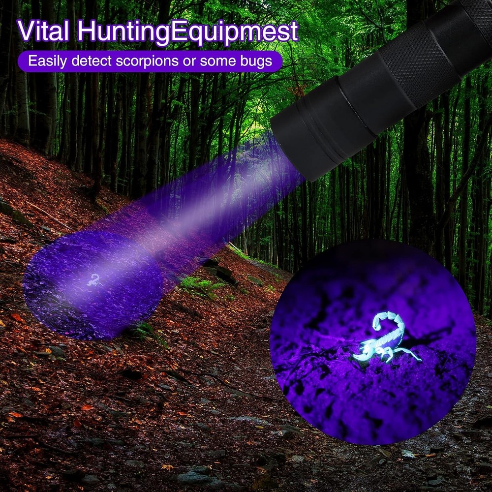COSOOS 2 Pack UV Flashlight, 12 LED Handheld Blacklight 2 Pack, Black
