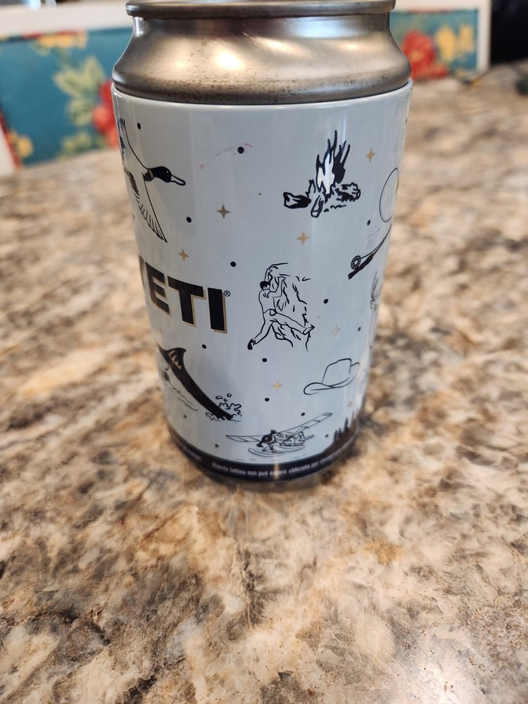 Yeti Blue Short Empty Stash Beer Can False Top Hide A Key & Sticker Camping