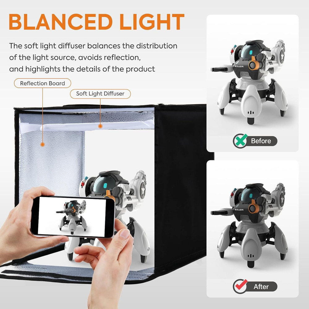12-Inch Photo Light Box Studio Kit 6 Backdrops