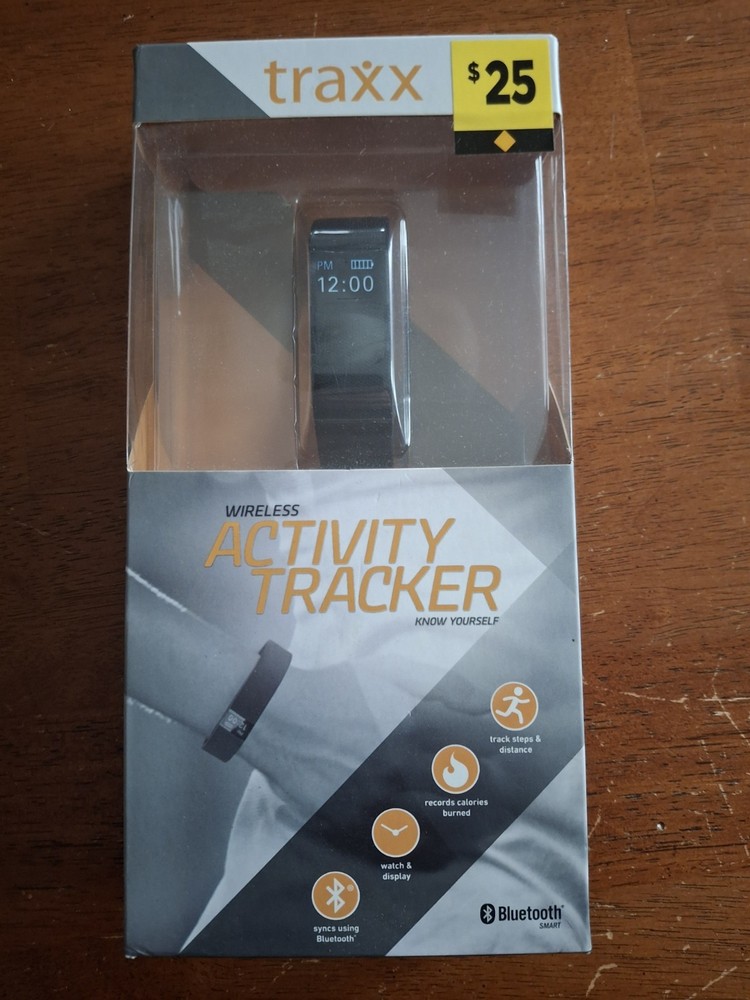 NIB Traxx Bluetooth Wireless Activity Tracker ~Black~ Model# TRX220-DG`