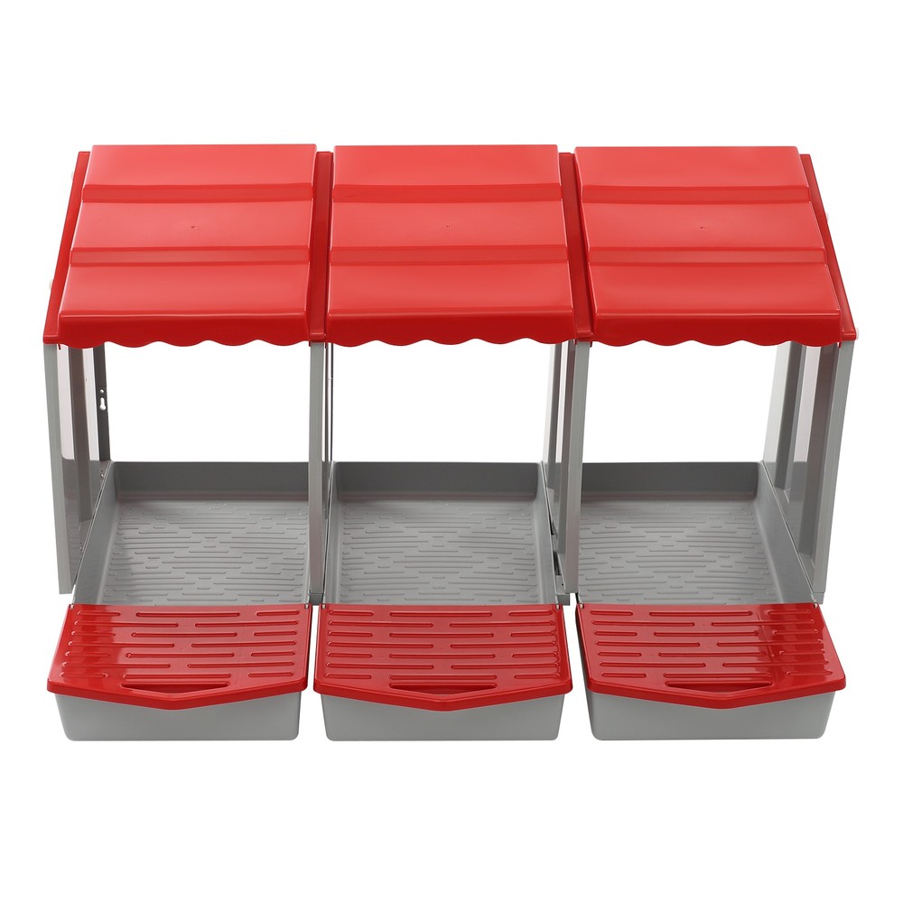 3-Compartment Chicken Nesting Box, Chicken Laying Box with Egg Collection Red