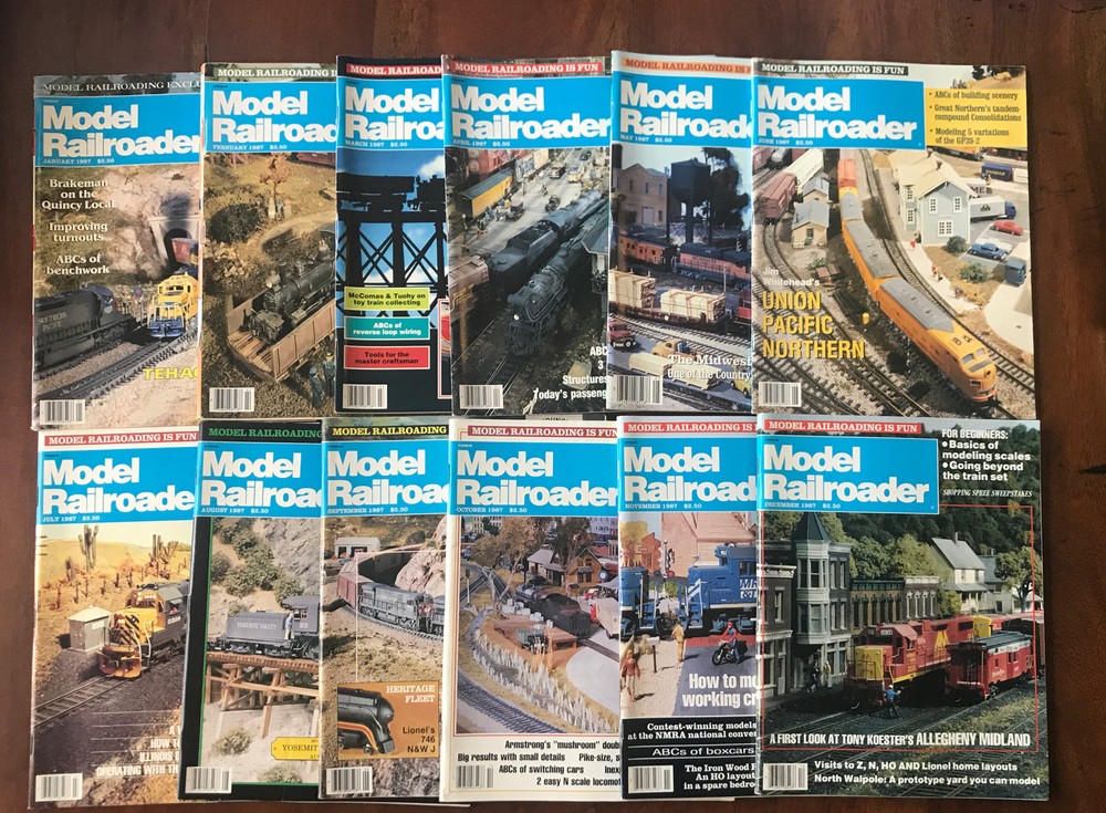 Model Railroader Train Magazines 1987 Complete Year 12 Issues Hobby Layouts GUC