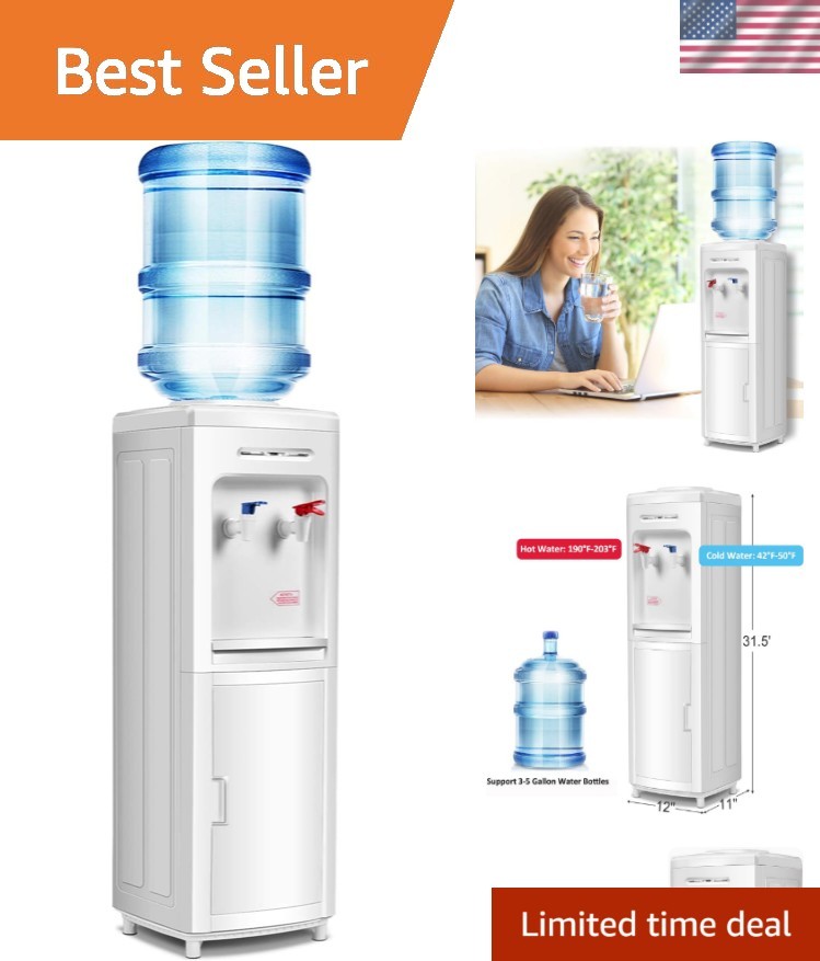 Top Loading Water Cooler Dispenser, Hot & Cold Freestanding Water Cooler Hold...
