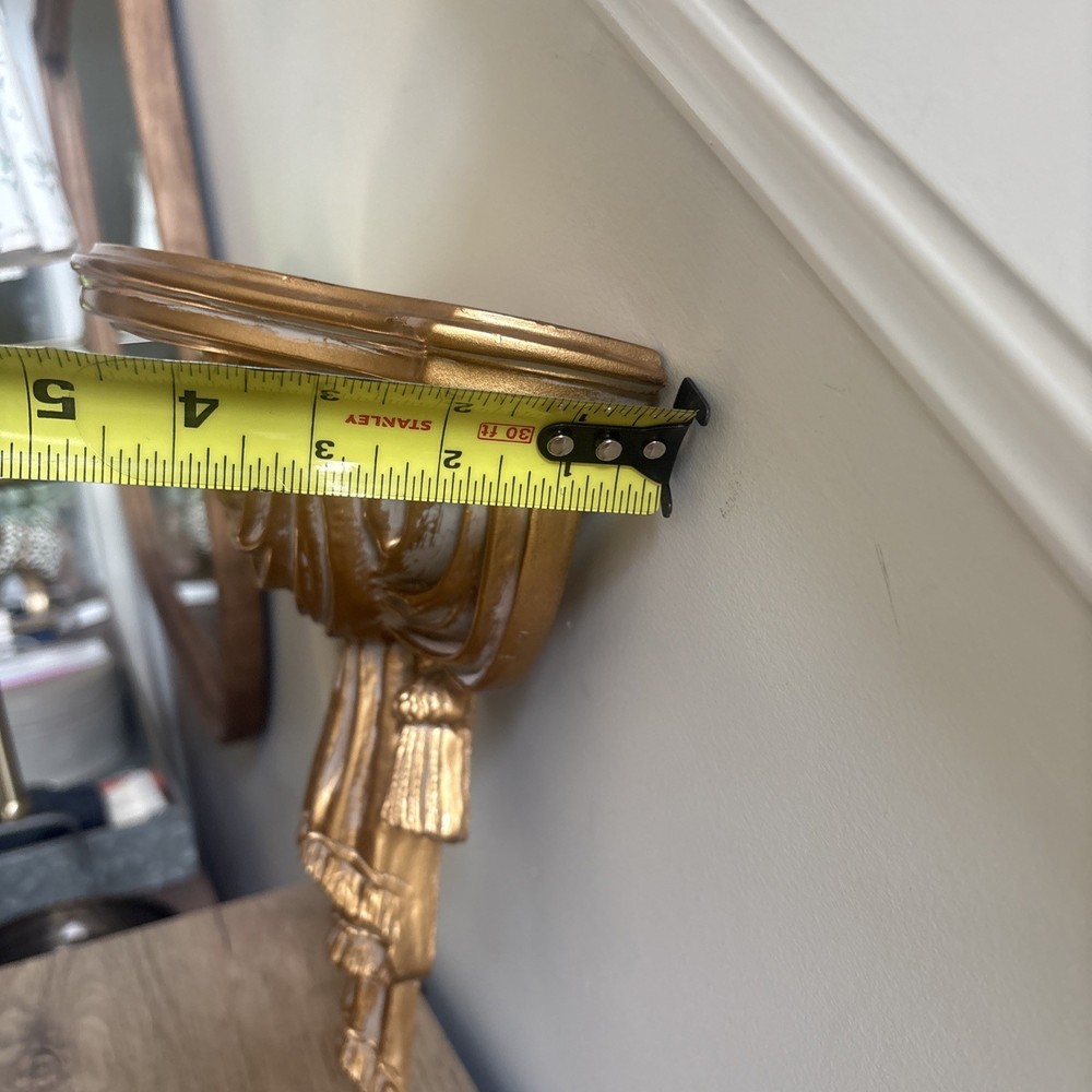 Gold Painted Cast Wall Shelf Drape Tassel Neoclassical