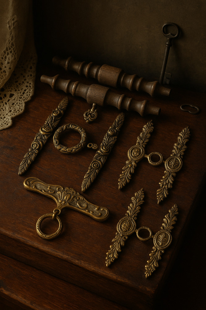 Vintage Brass Hardware Drawer Pulls Handles MCM Victorian Cabinet